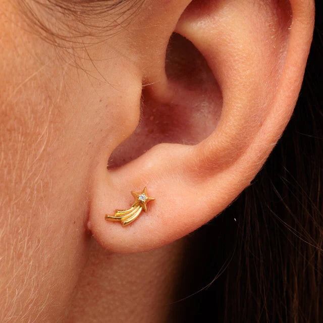 Scream Pretty Gold Zirconia Shooting Star Single Flat Back Earring
