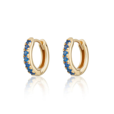 Scream Pretty Gold Blue Zirconia Huggie Hoop Earrings