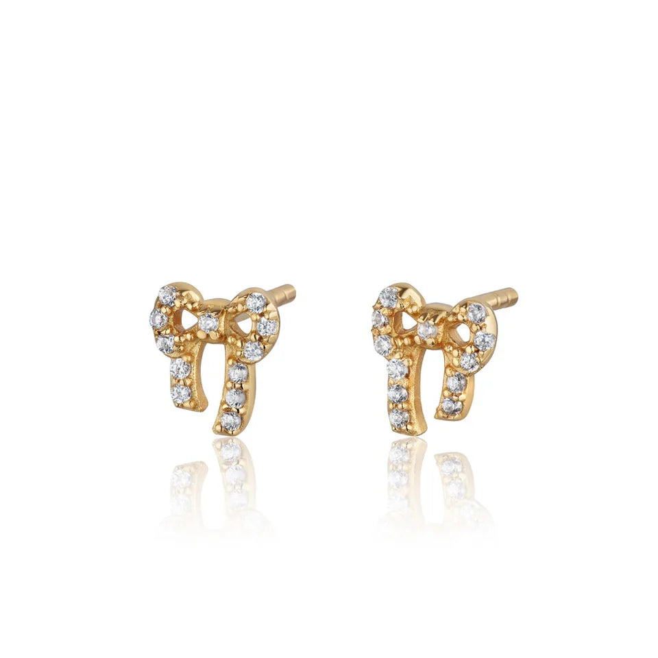 Scream Pretty Gold Vermeil Zirconia Bow Stud Earrings