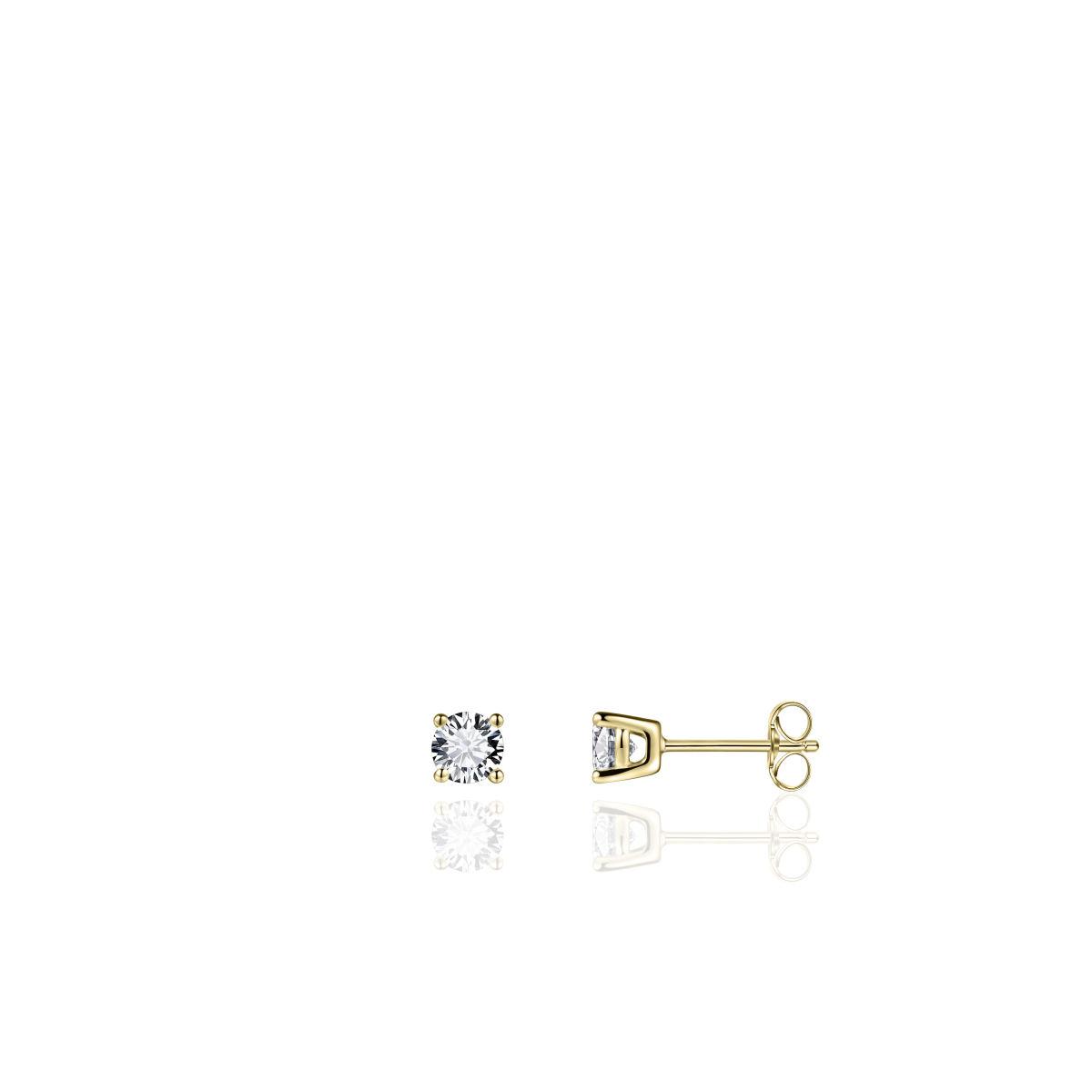 Gold Vermeil 3mm Solitaire Cubic Zirconia Stud Earrings