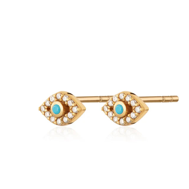 Scream Pretty Gold Cubic Zirconia Evil Eye Stud Earrings