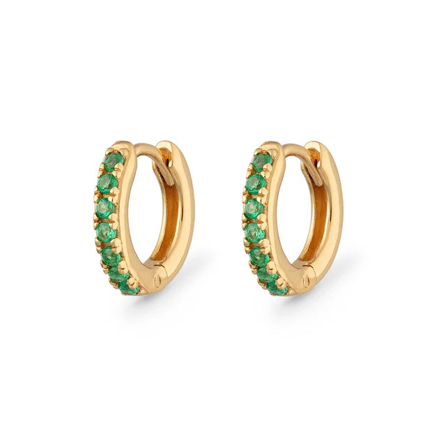 Scream Pretty Gold Green Zirconia Huggie Hoop Earrings