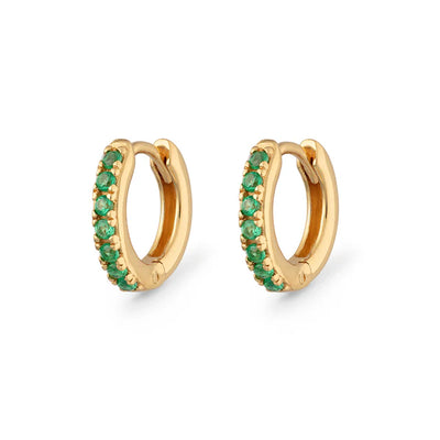 Scream Pretty Gold Green Zirconia Huggie Hoop Earrings