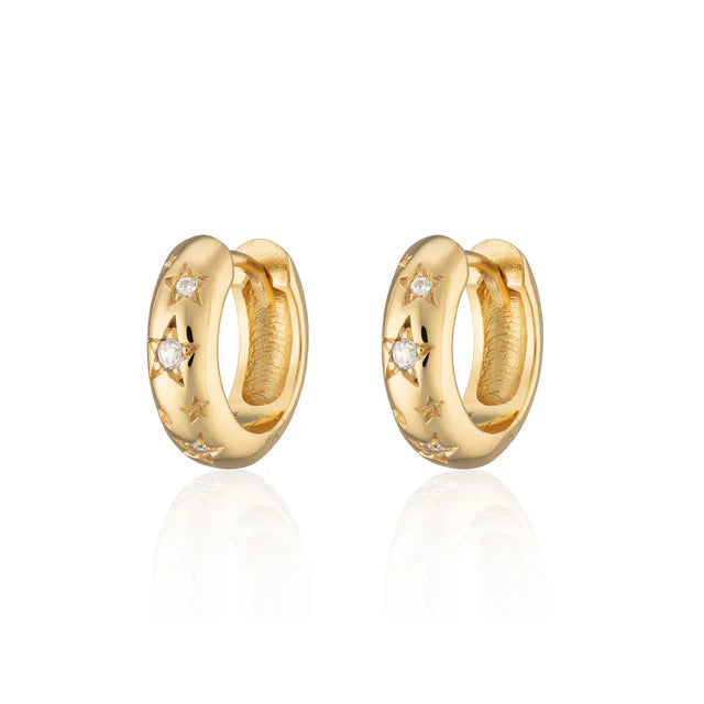Scream Pretty Gold Celestial Chunky Huggie Hoop Earrings