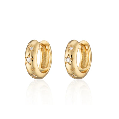 Scream Pretty Gold Celestial Chunky Huggie Hoop Earrings