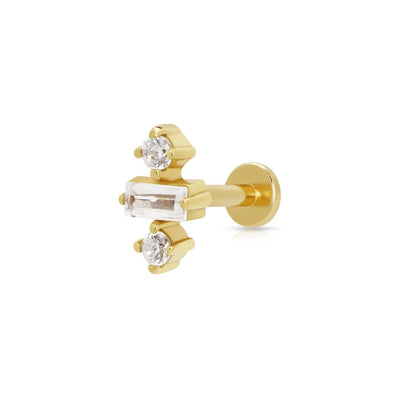 Scream Pretty Gold Baguette Single Flat Back Stud Earring