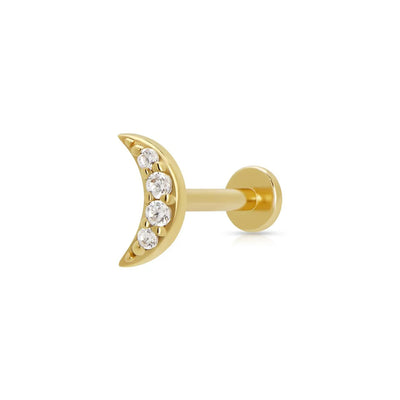 Scream Pretty Gold Zirconia Moon Single Flat Back Earring