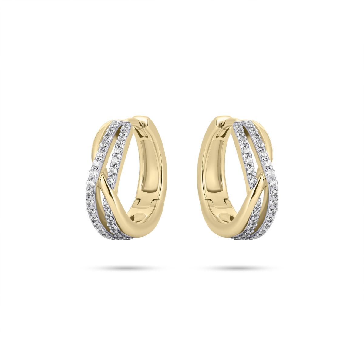 Gold Vermeil Cubic Zirconia Crossover Hoop Earrings