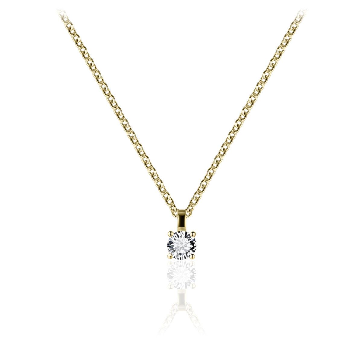 Gold Vermeil 4mm Cubic Zirconia Pendant Necklace