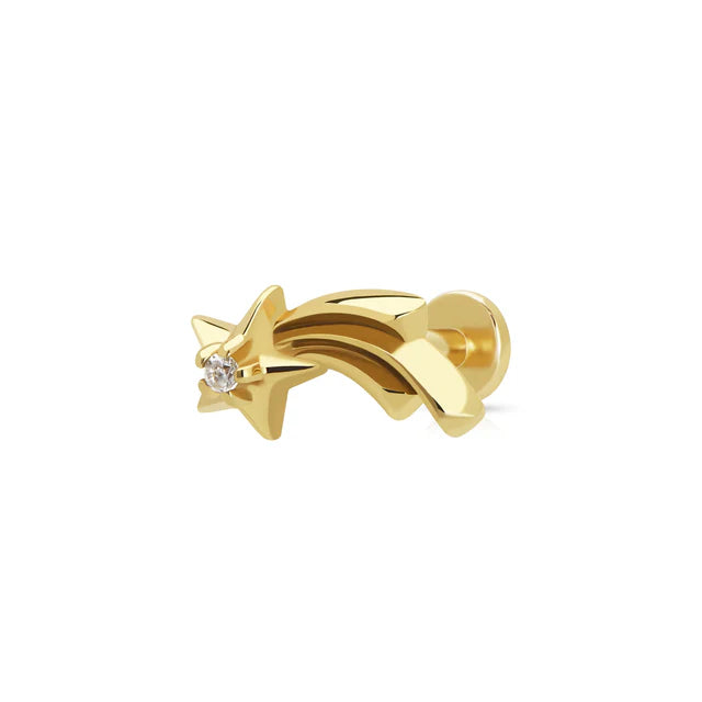 Scream Pretty Gold Zirconia Shooting Star Single Flat Back Earring