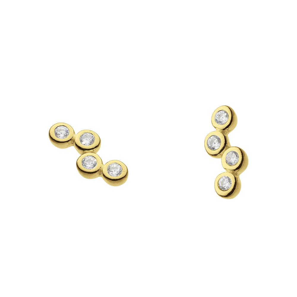Gold Vermeil Scattered Cubic Zirconia Stud Earrings - Rococo Jewellery