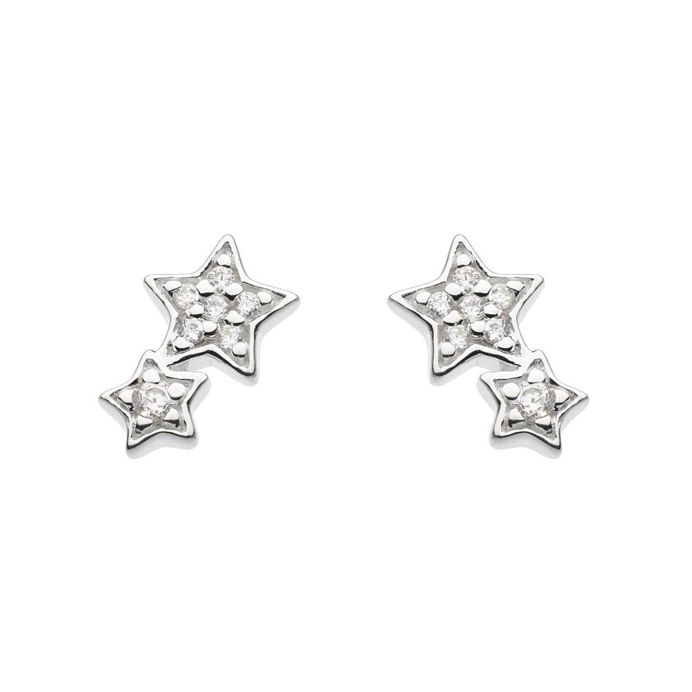 Double Star Cubic Zirconia Stud Earrings - Rococo Jewellery