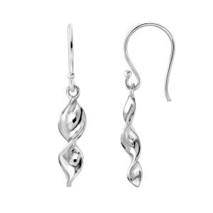 Sterling Silver Double Drop Twist Earrings - Rococo Jewellery
