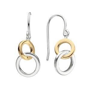 14ct Gold Vermeil and Silver Linked Circle Drop Earrings - Rococo Jewellery