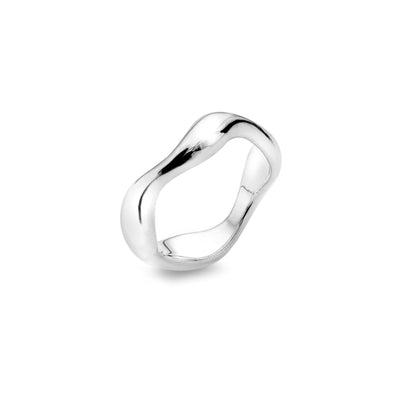 Sea Gems Sterling Silver Smooth Wave Ring - Rococo Jewellery