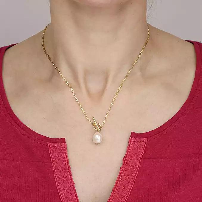 14ct Gold Vermeil Sterling Silver T-Bar Necklace - Rococo Jewellery