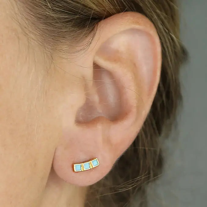 14ct Gold Vermeil and Silver Turquoise Stud Earrings