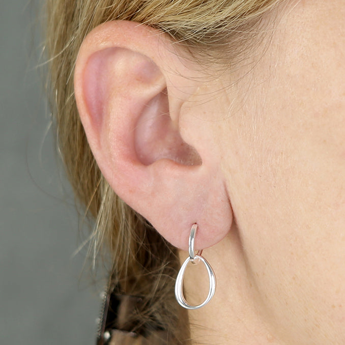 Sterling Silver Charm Huggie Hoop Earrings