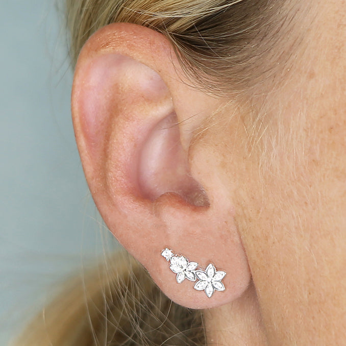 Sterling Silver Cubic Zirconia Climber Earrings