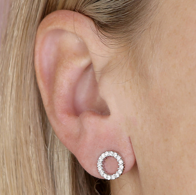 Sterling Silver Moissanite Open Circle Stud Earrings