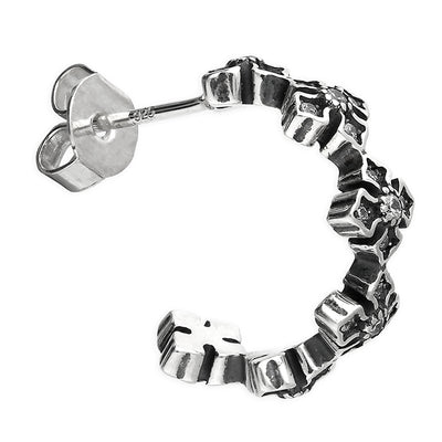 Sterling Silver Single Gothic Quatrefoil Hoop Earring