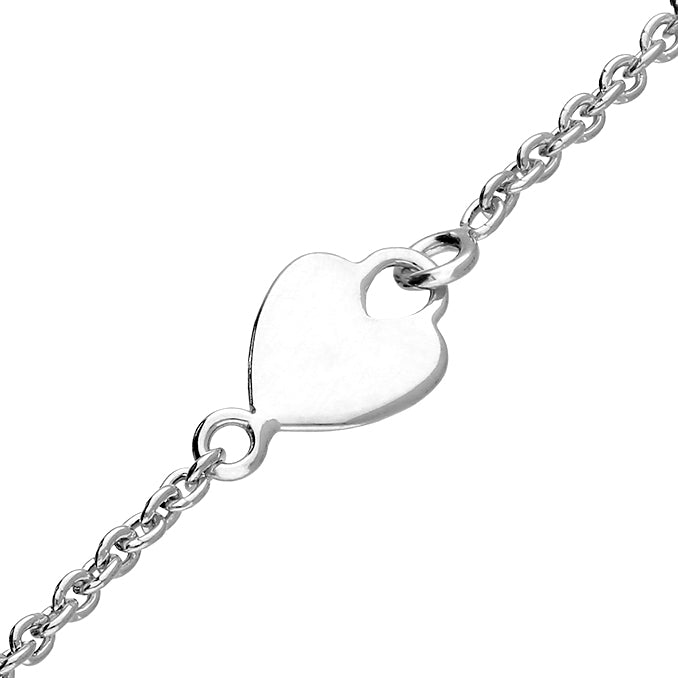 Sterling Silver Polished Heart Charms Necklace