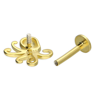 Gold Vermeil Octopus Labret Stud Earring