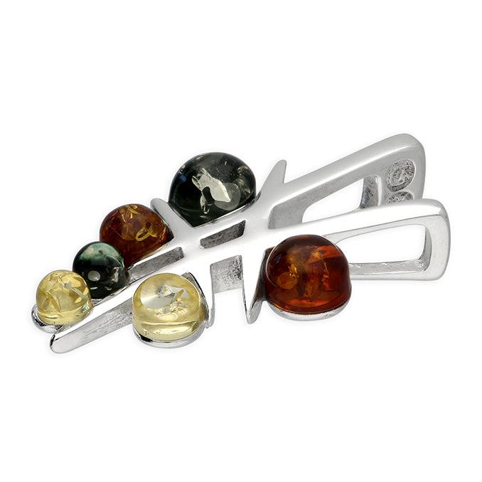 Sterling Silver Multicoloured Amber Pendant
