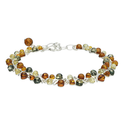 Sterling Silver Multicoloured Amber Bracelet