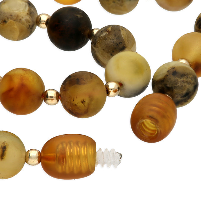Sterling Silver Multicoloured Amber Beaded Necklace