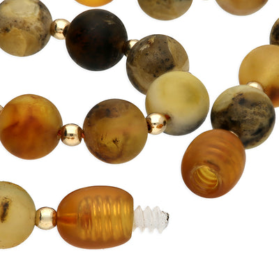 Sterling Silver Multicoloured Amber Beaded Necklace