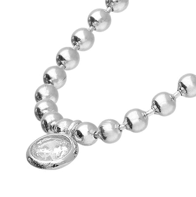 Sterling Silver Cubic Zirconia Charm Necklace