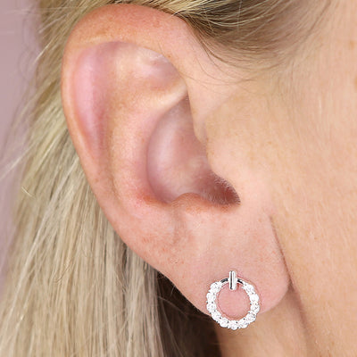 Sterling Silver Cubic Zirconia Open Circle Stud Earrings
