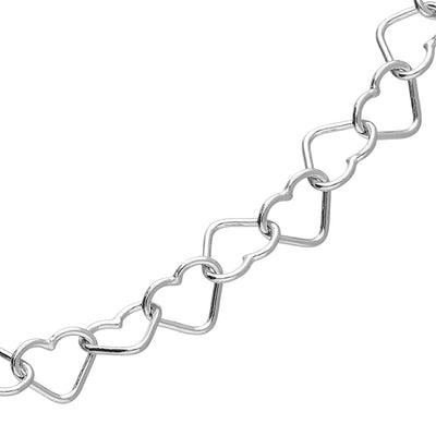 Sterling Silver Open Heart Link Necklace