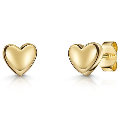 Jools Gold Chunky Heart Stud Earrings - Rococo Jewellery