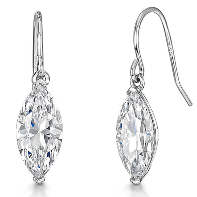 Jools Sterling Silver Large Marquis Drop Earrings - Rococo Jewellery