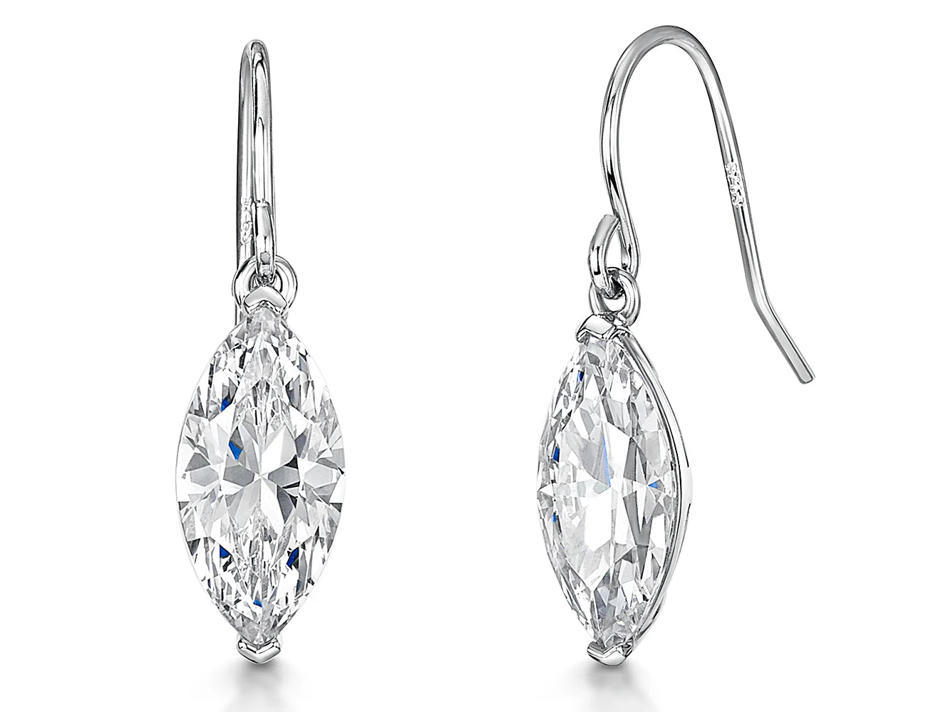 Jools Sterling Silver Large Marquise Drop Earrings