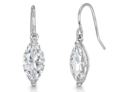 Jools Sterling Silver Large Marquise Drop Earrings