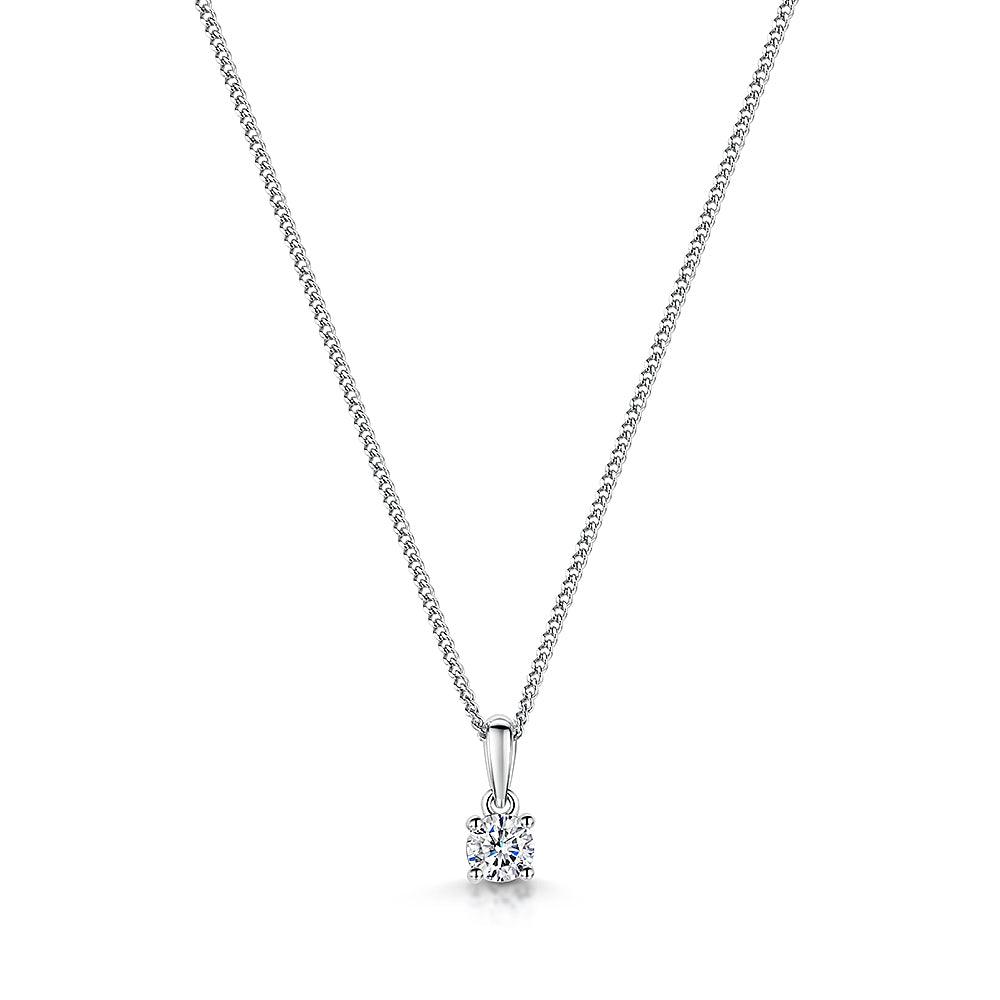 Jools Sterling Silver 0.4cm Cubic Zirconia Pendant Necklace - Rococo Jewellery