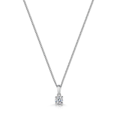 Jools Sterling Silver 0.4cm Cubic Zirconia Pendant Necklace - Rococo Jewellery