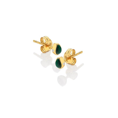 Hot Diamonds Gold and Malachite Revive Teardrop Stud Earrings - Rococo Jewellery