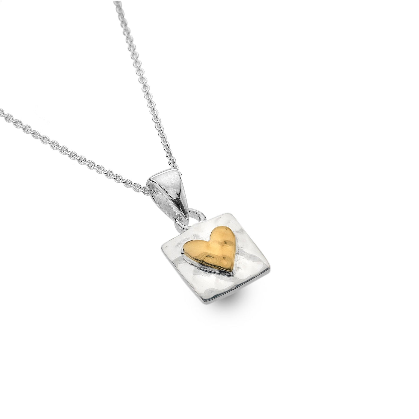 Sea Gems Sterling Silver Gold Vermeil Square Heart Pendant