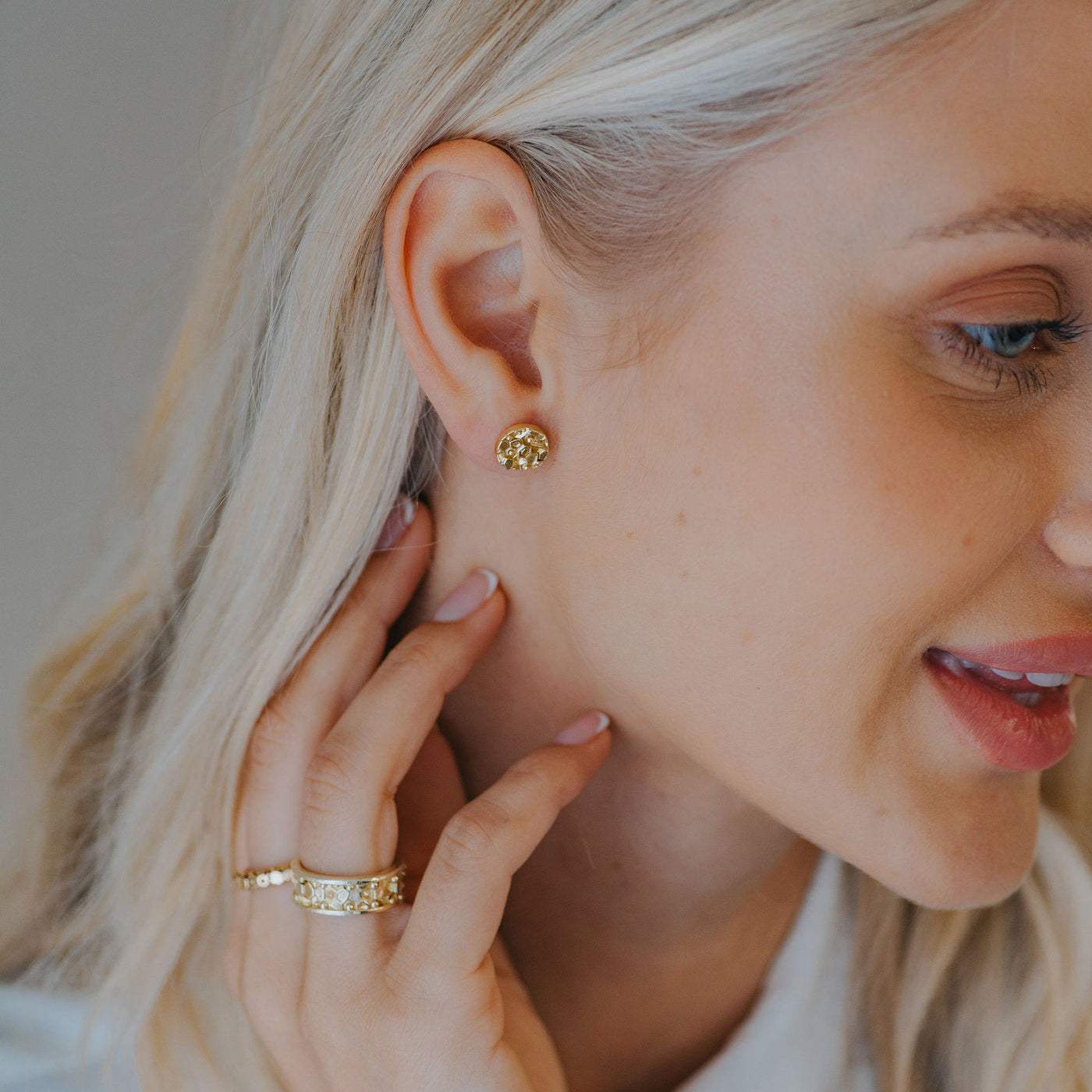 Dainty London Gold Mini Hemera Stud Earrings