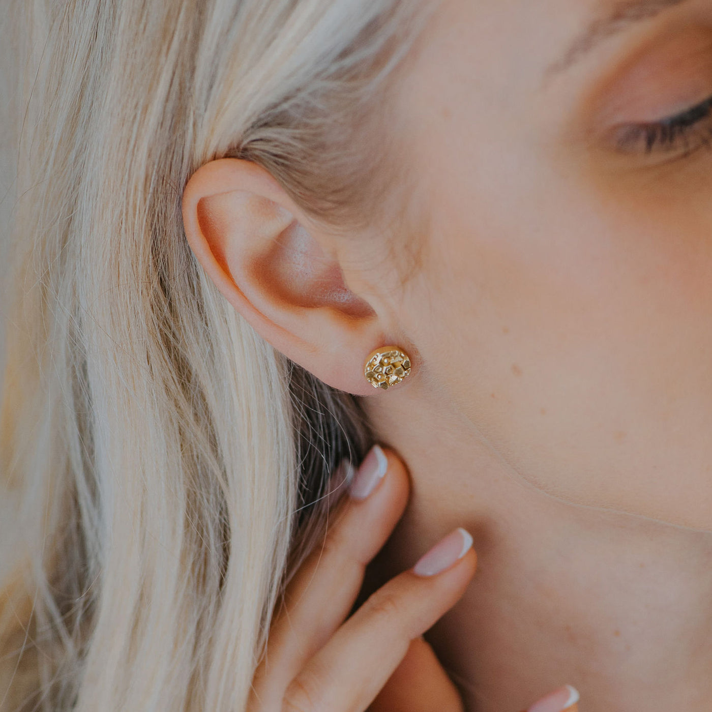 Dainty London Gold Mini Hemera Stud Earrings