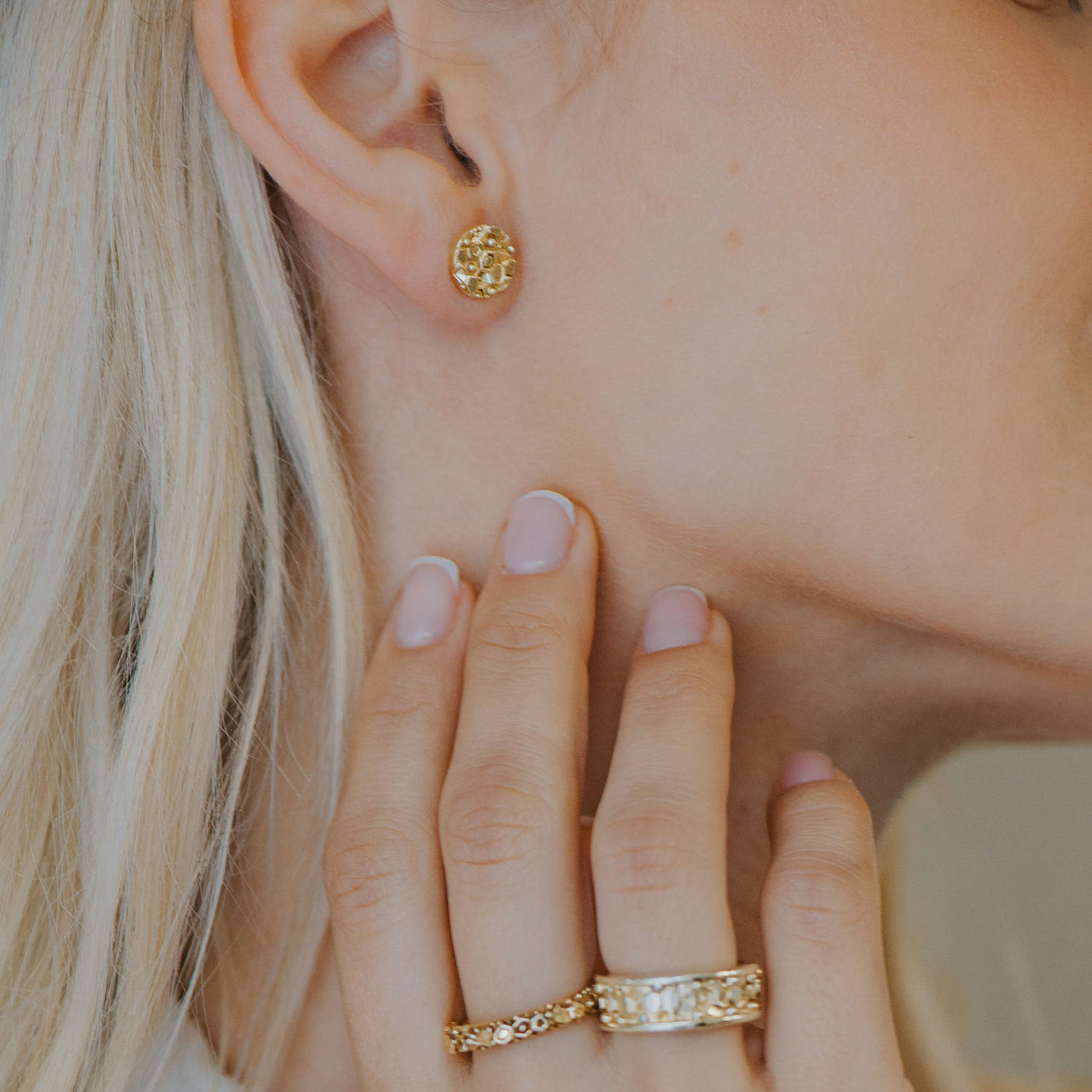 Dainty London Gold Mini Hemera Stud Earrings