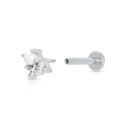 Scream Pretty Hannah Martin Silver Pearl Zirconia Single Flat Back Earring