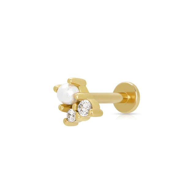 Scream Pretty Hannah Martin Gold Pearl Zirconia Single Flat Back Earring