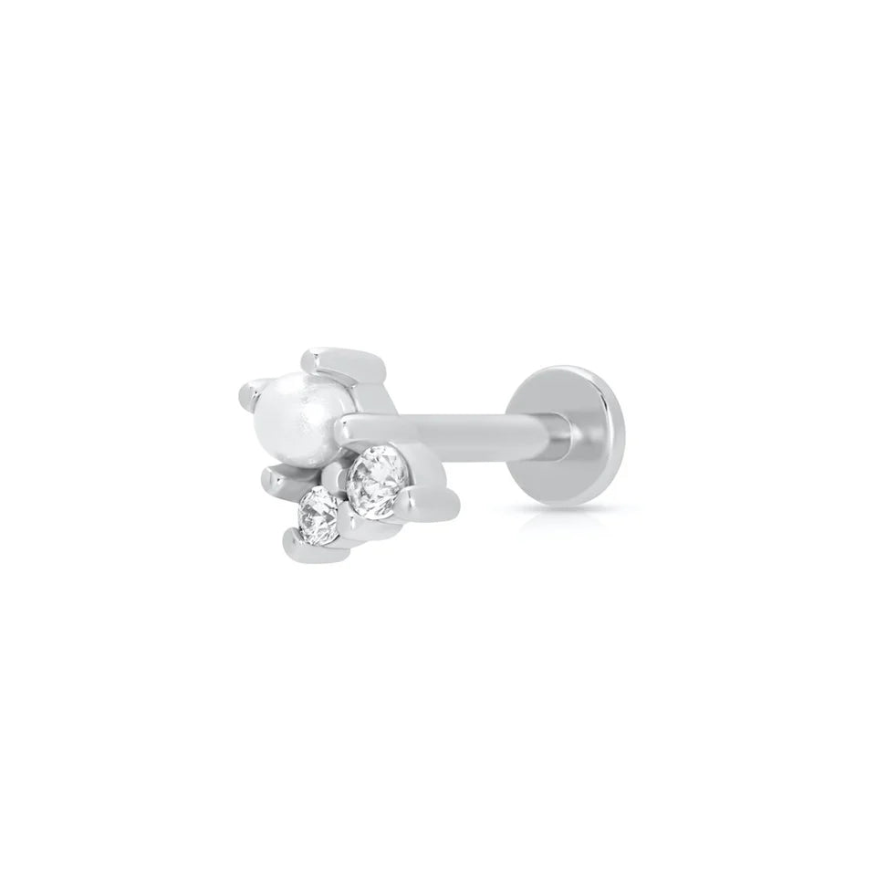Scream Pretty Hannah Martin Silver Pearl Zirconia Single Flat Back Earring