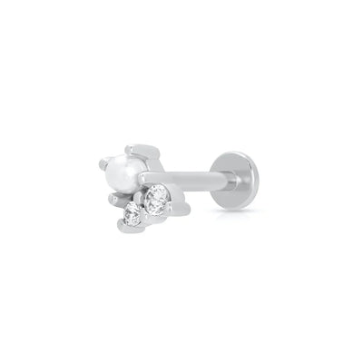Scream Pretty Hannah Martin Silver Pearl Zirconia Single Flat Back Earring