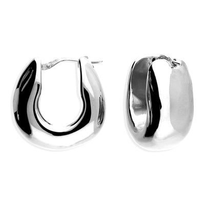 Sterling Silver Chunky Hollow Hoop Earrings